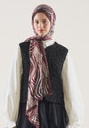 Bordo Wıld Zebra Desen Rami Şal