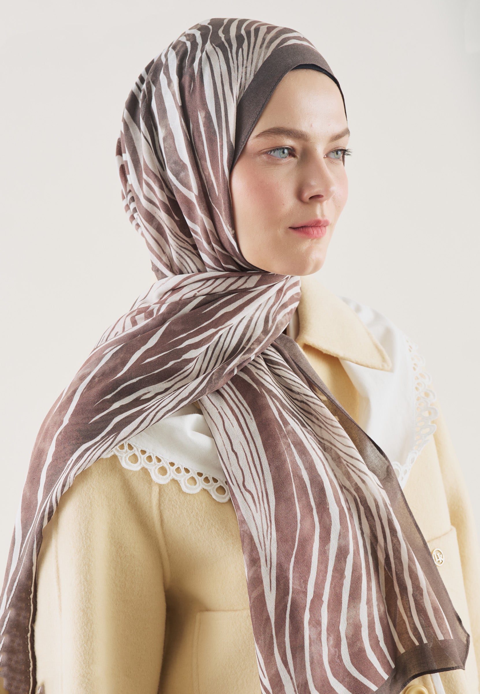 Gülkurusu Wıld Zebra Desen Rami Şal