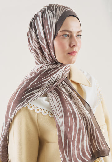 Gülkurusu Wıld Zebra Desen Rami Şal