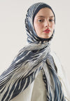 İndigo Wıld Zebra Desen Rami Şal