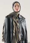 Siyah Zebra Desen Rami Şal