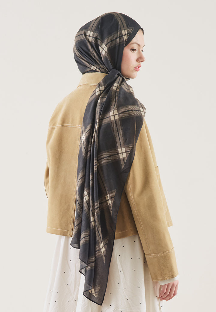 Plaid Desen Rami Şal Vizon