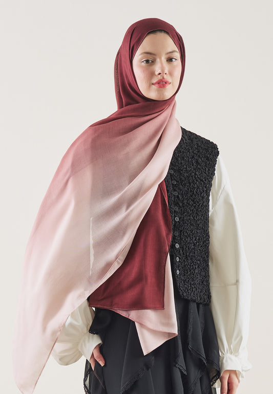 Bordo-pudra Degrade Desen Rami Şal