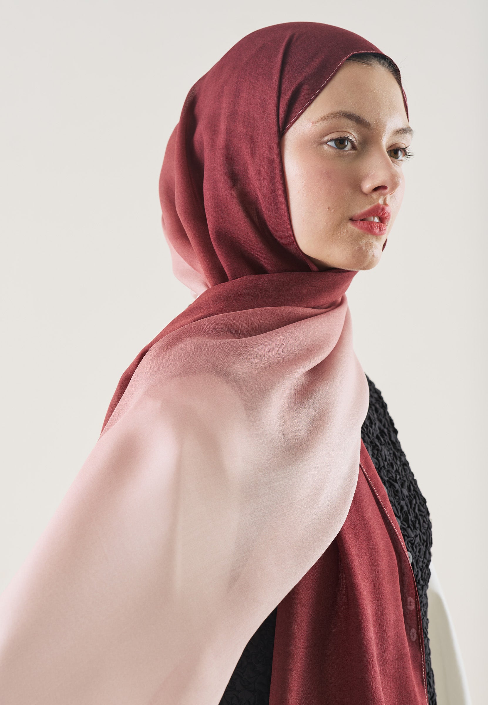 Bordo-pudra Degrade Desen Rami Şal