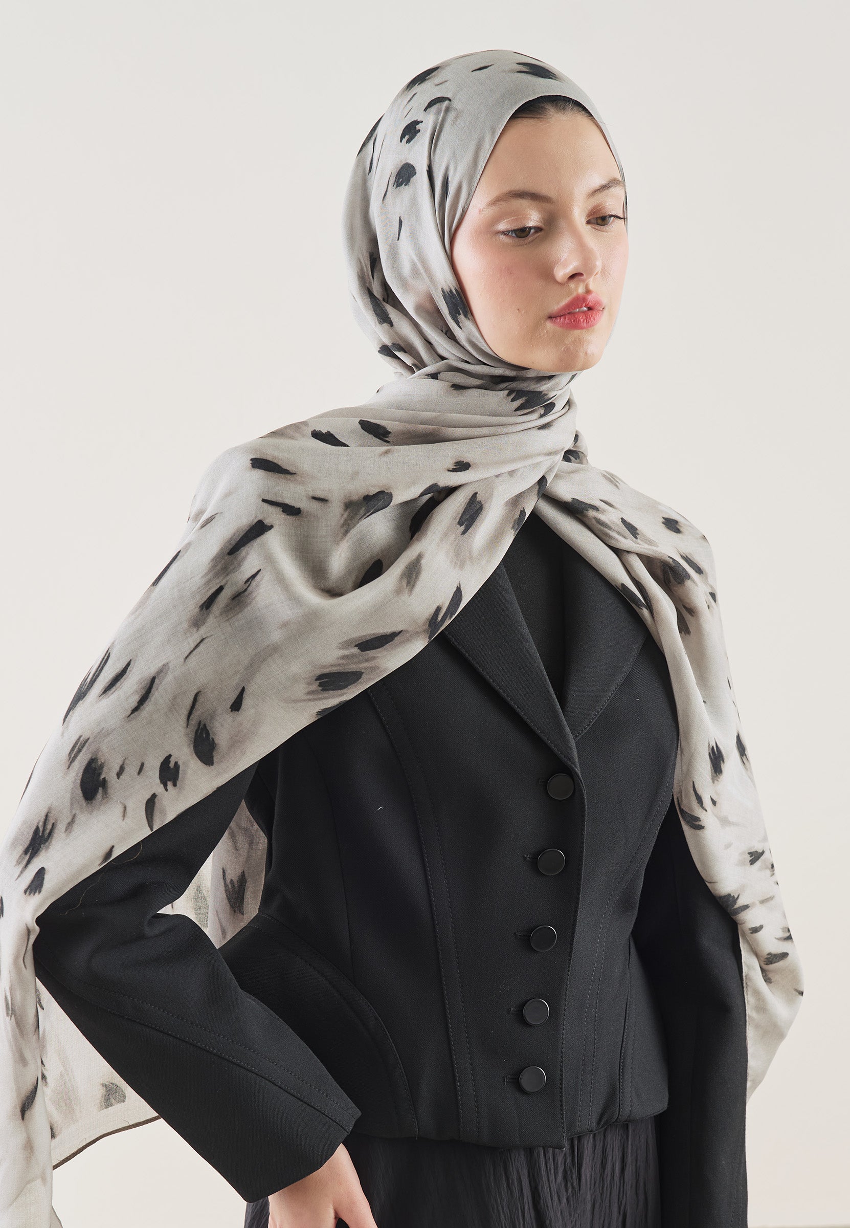 Taş Leopard Desen Rami Şal