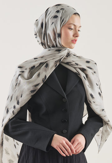 Taş Leopard Desen Rami Şal