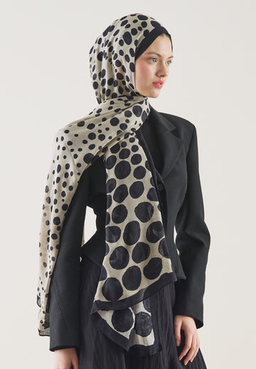 Polka Dots Desen Rami Şal Siyah