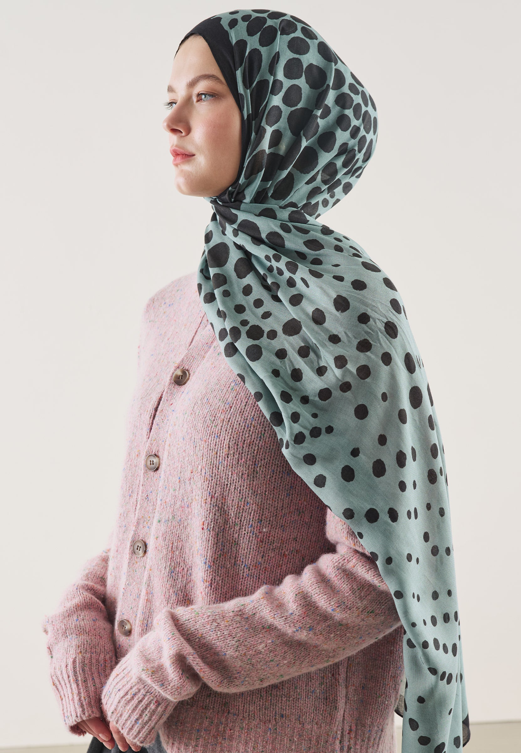 Okyanus Polka Dots Desen Rami Şal