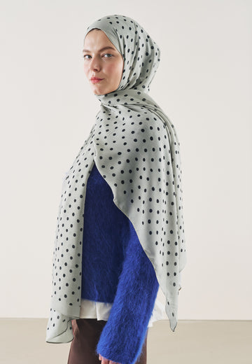 Small Polka Dots Desen Rami Şal Gri