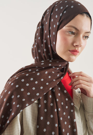 Çikolata Small Polka Dots Desen Rami Şal