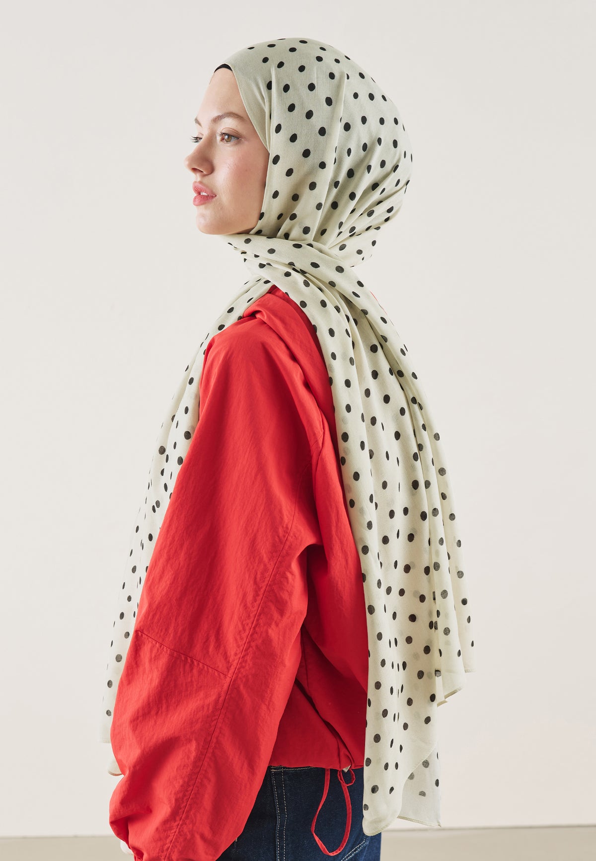 Small Polka Dots Desen Rami Şal Bej