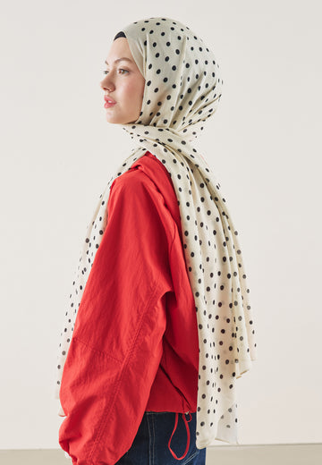 Small Polka Dots Desen Rami Şal Bej