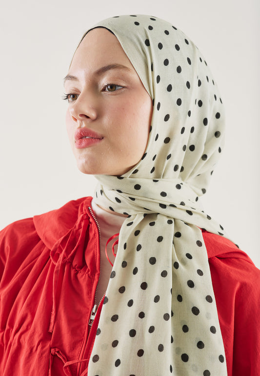 Small Polka Dots Desen Rami Şal Bej