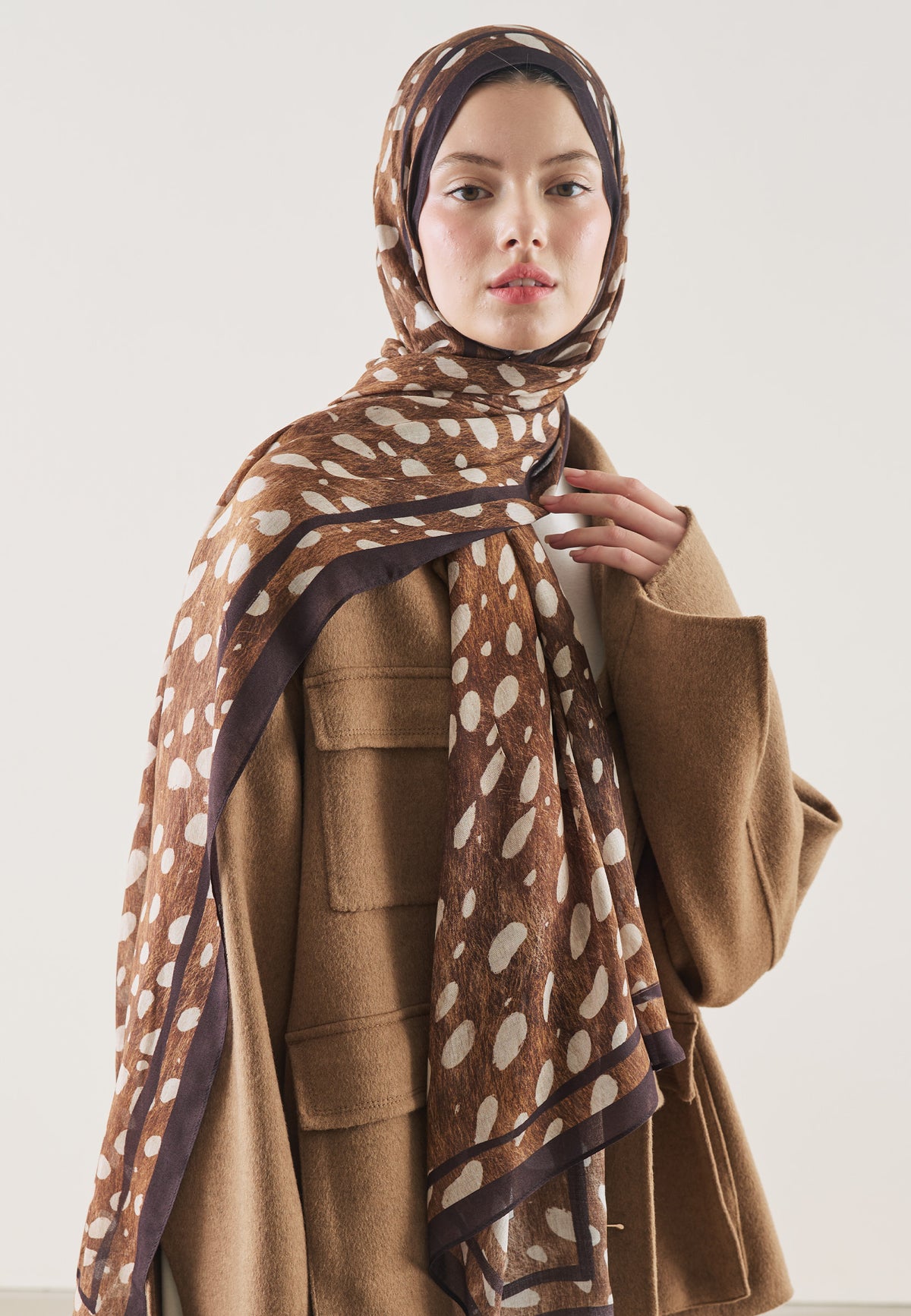 Wild Fawn Desen Rami Şal Kahve