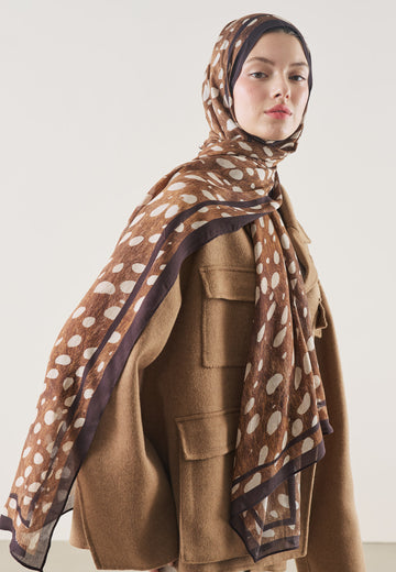 Wild Fawn Desen Rami Şal Kahve