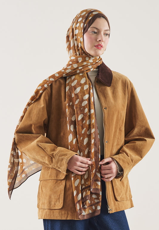 Camel Wıld Fawn Desen Rami Şal