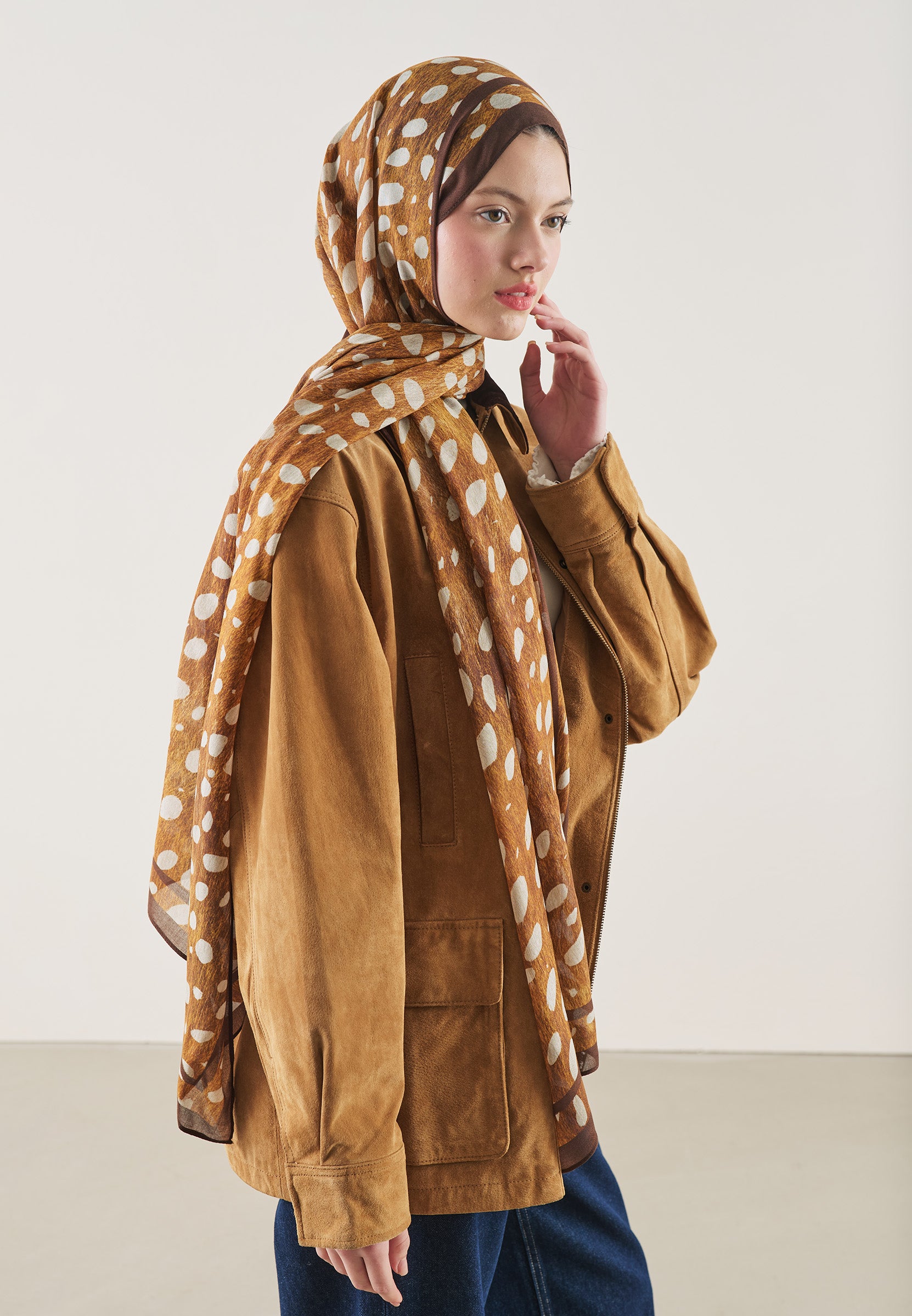 Camel Wıld Fawn Desen Rami Şal