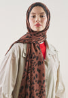 Kahve Cheetah Desen Rami Şal
