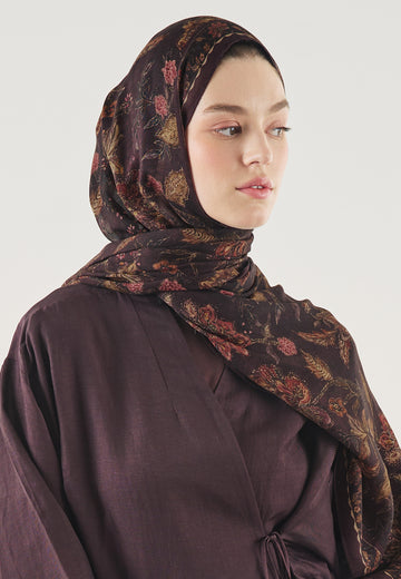 Koyu Bordo Ethnıc Blossom Desen Soft Viskon Şal