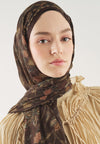 Ethnic Blossom Desen Soft Viskon Şal Çikolata Kahve