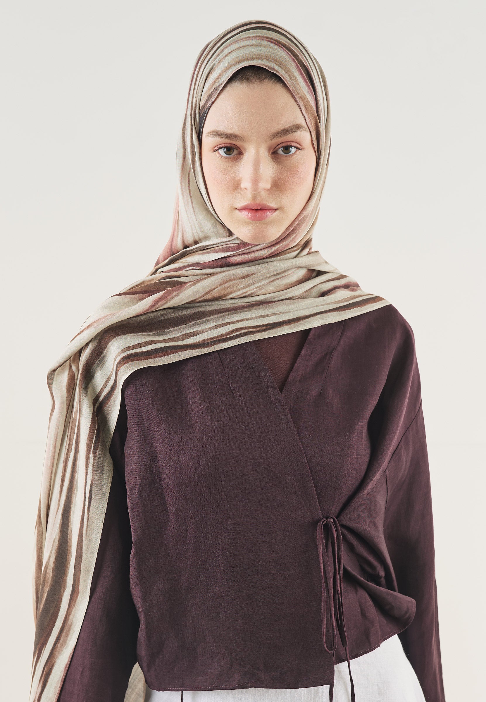 Gül Kurusu Dark Batik Desen Soft Viskon Şal