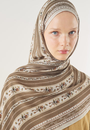 Vizon Floral Lines Desen Soft Viskon Şal