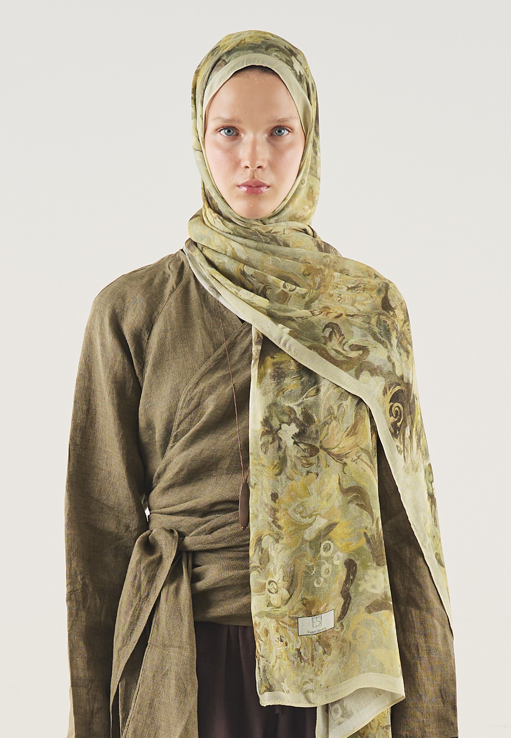 Çağla Yeşili Floral Legacy Desen Soft Viskon Şal