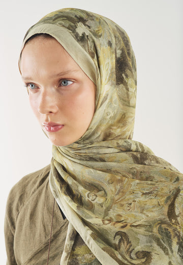 Çağla Yeşili Floral Legacy Desen Soft Viskon Şal