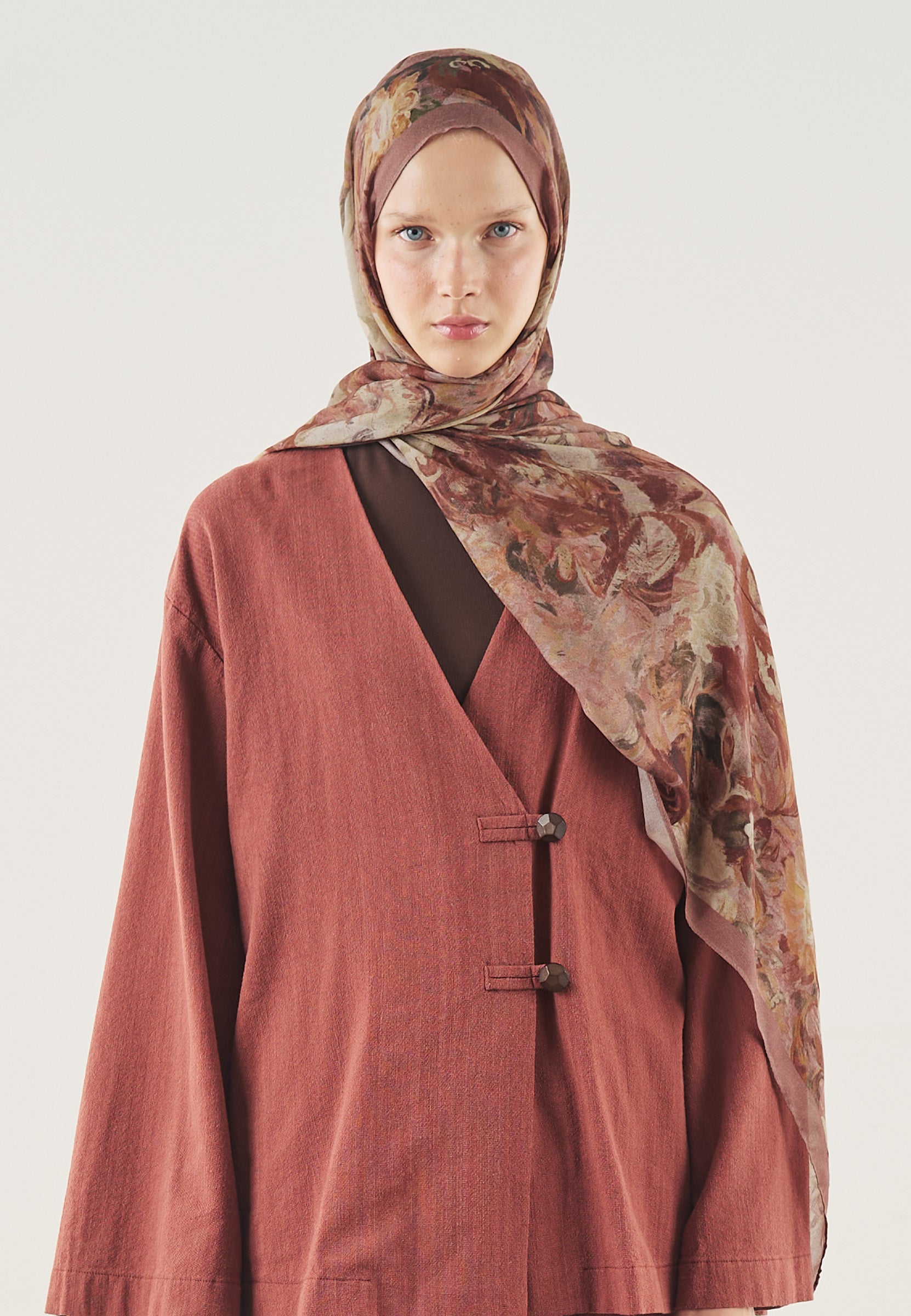 Gül Kurusu Floral Legacy Desen Soft Viskon Şal