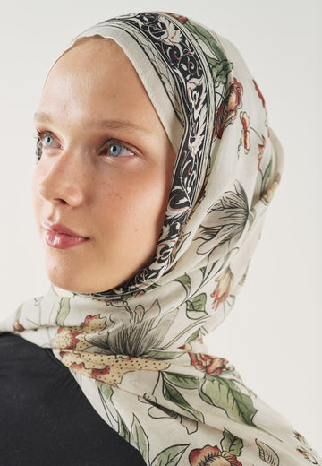 Siyah Pure Ethnic Desen Soft Viskon Şal
