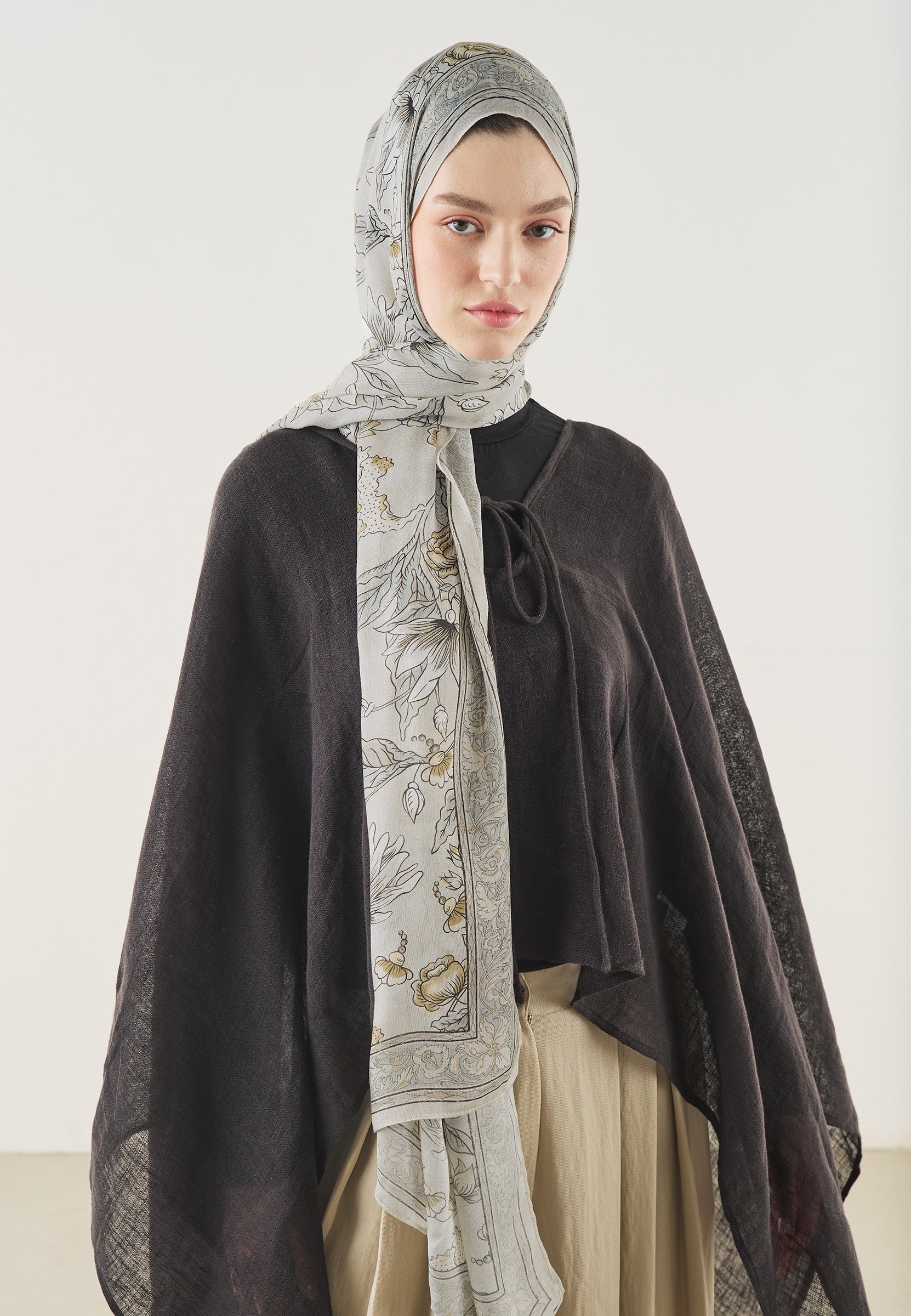 Natural Bej Pure Ethnic Desen Soft Viskon Şal