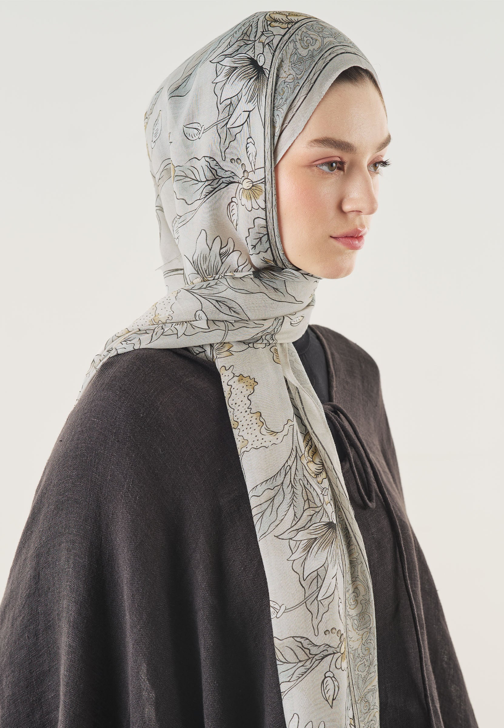 Natural Bej Pure Ethnic Desen Soft Viskon Şal