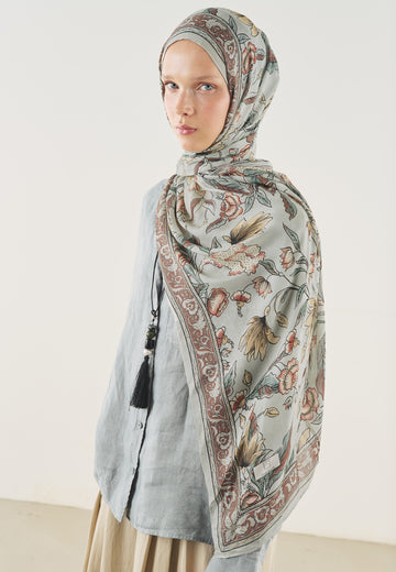 Soft Yeşil Pure Ethnic Desen Soft Viskon Şal