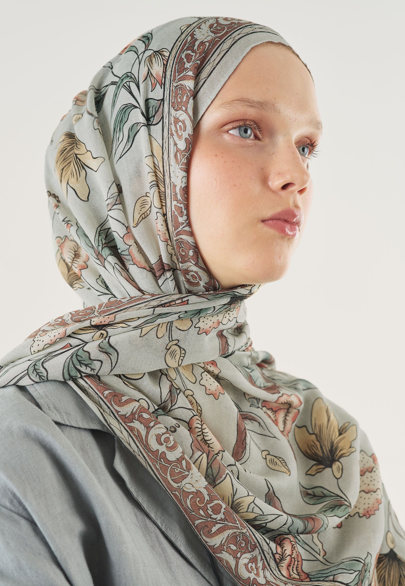 Pure Ethnic Desen Soft Viskon Şal Soft Yeşil
