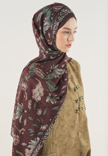 Mürdüm Pure Ethnic Desen Soft Viskon Şal