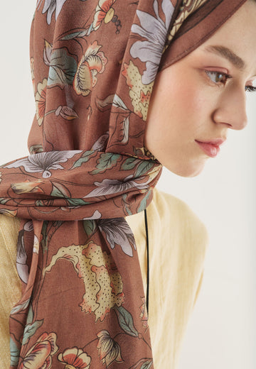 Tarçın Kabuğu Pure Ethnic Desen Soft Viskon Şal