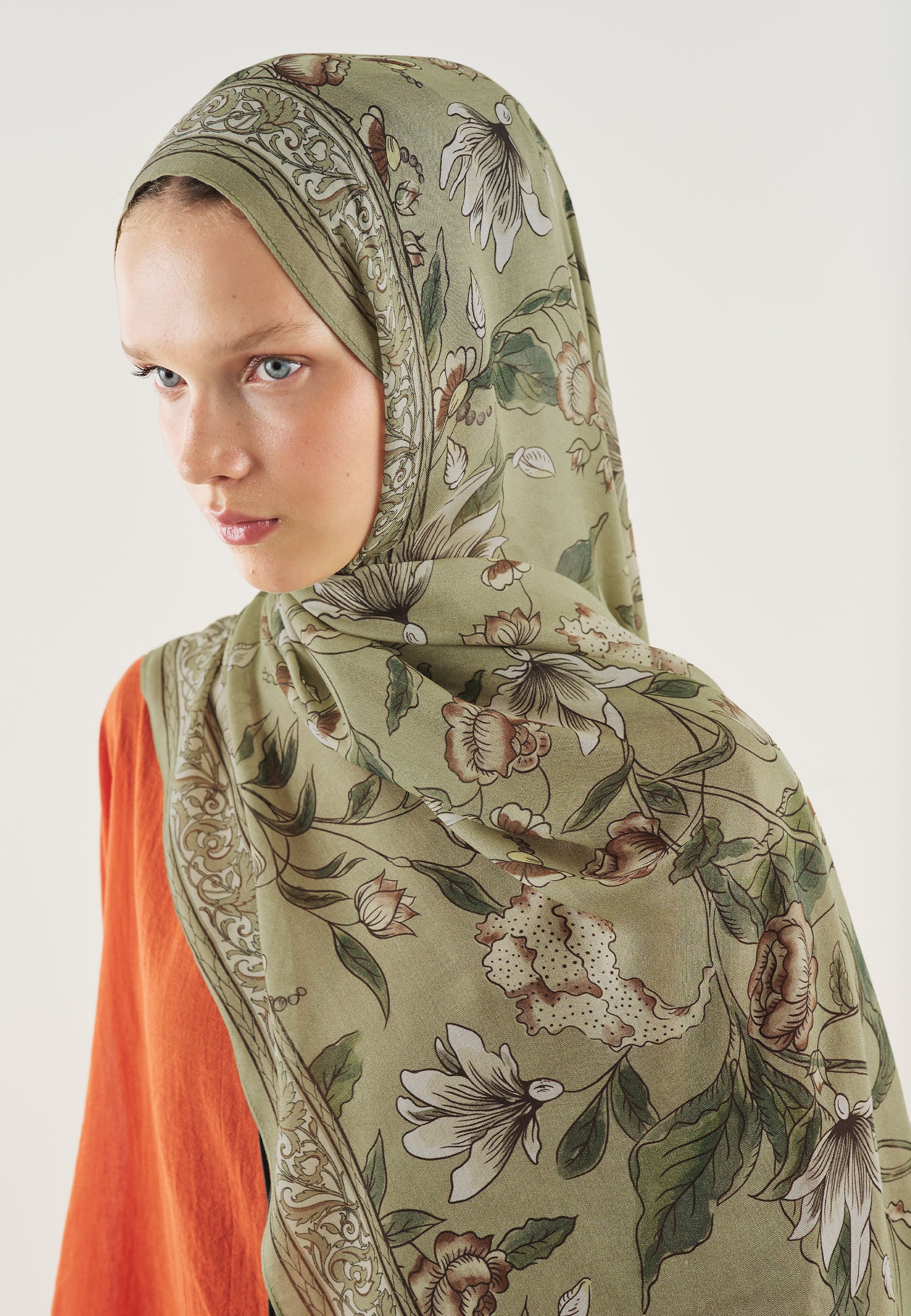 Çağla Yeşili Pure Ethnic Desen Soft Viskon Şal
