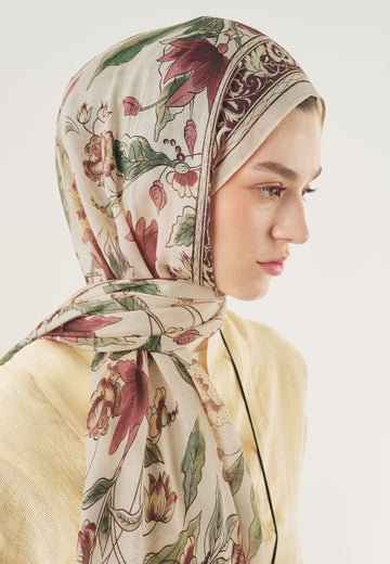 Bej Pure Ethnic Desen Soft Viskon Şal