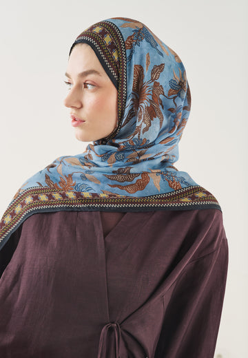Mavi Mystic Bloom Desen Soft Viskon Şal