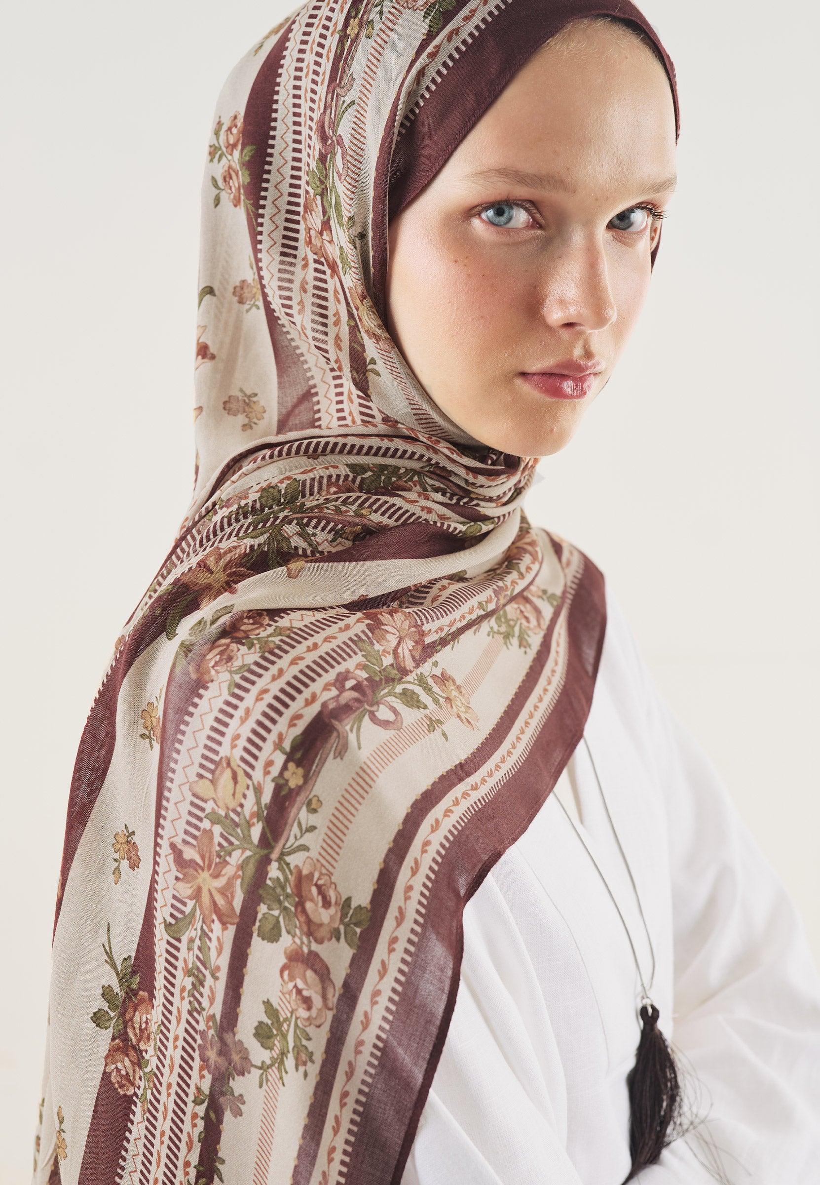 Bordo Floral Touch Desen Soft Viskon Şal