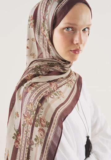 Bordo Floral Touch Desen Soft Viskon Şal
