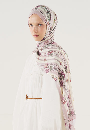 Pudra Floral Touch Desen Soft Viskon Şal