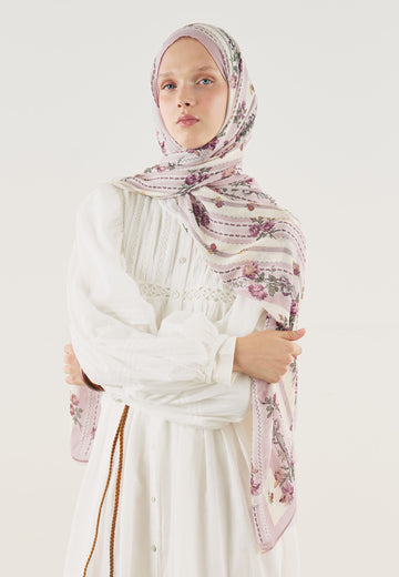 Pudra Floral Touch Desen Soft Viskon Şal