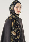 Siyah Bloomy Desen Soft Viskon Şal