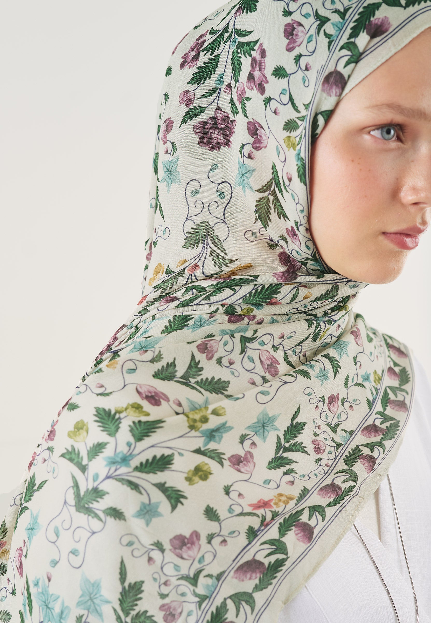 Turkuaz Pure Rosalia Desen Soft Viskon Şal