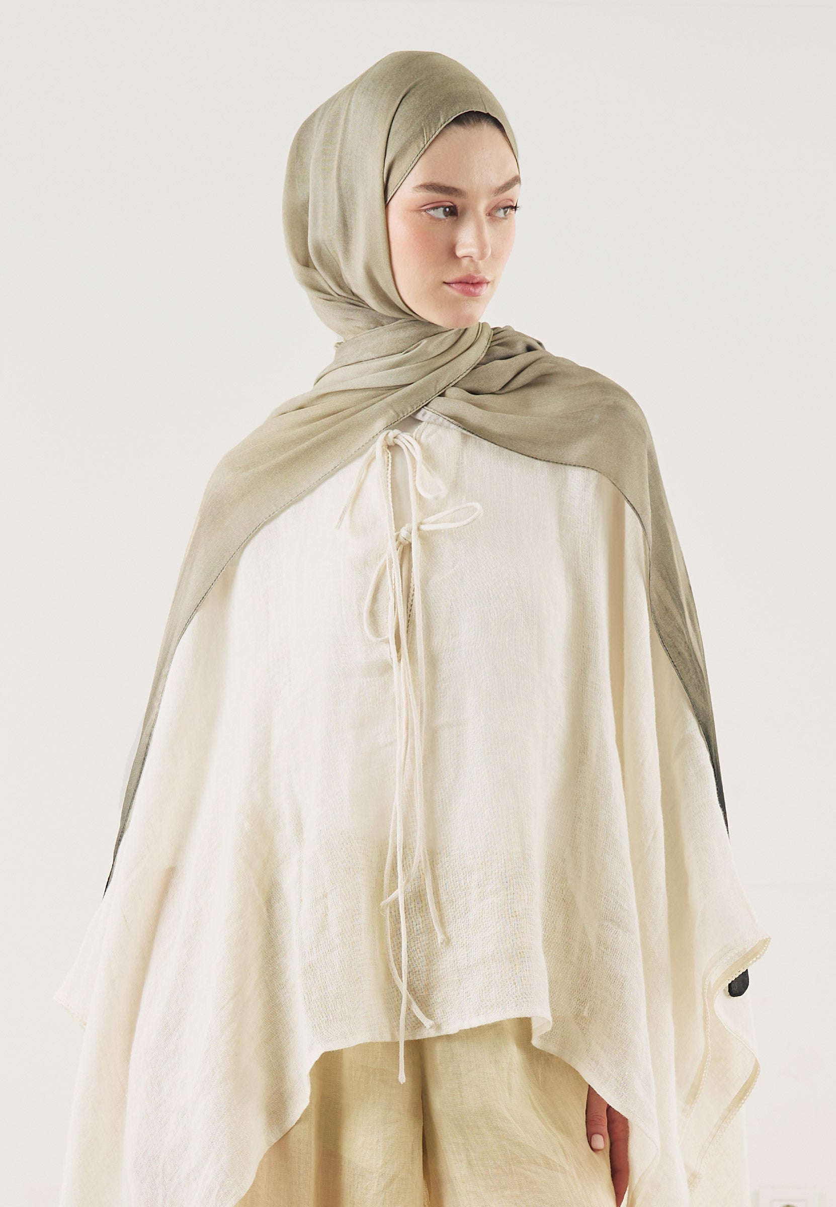Natural Bej Sand Ripples Desen Soft Viskon Şal