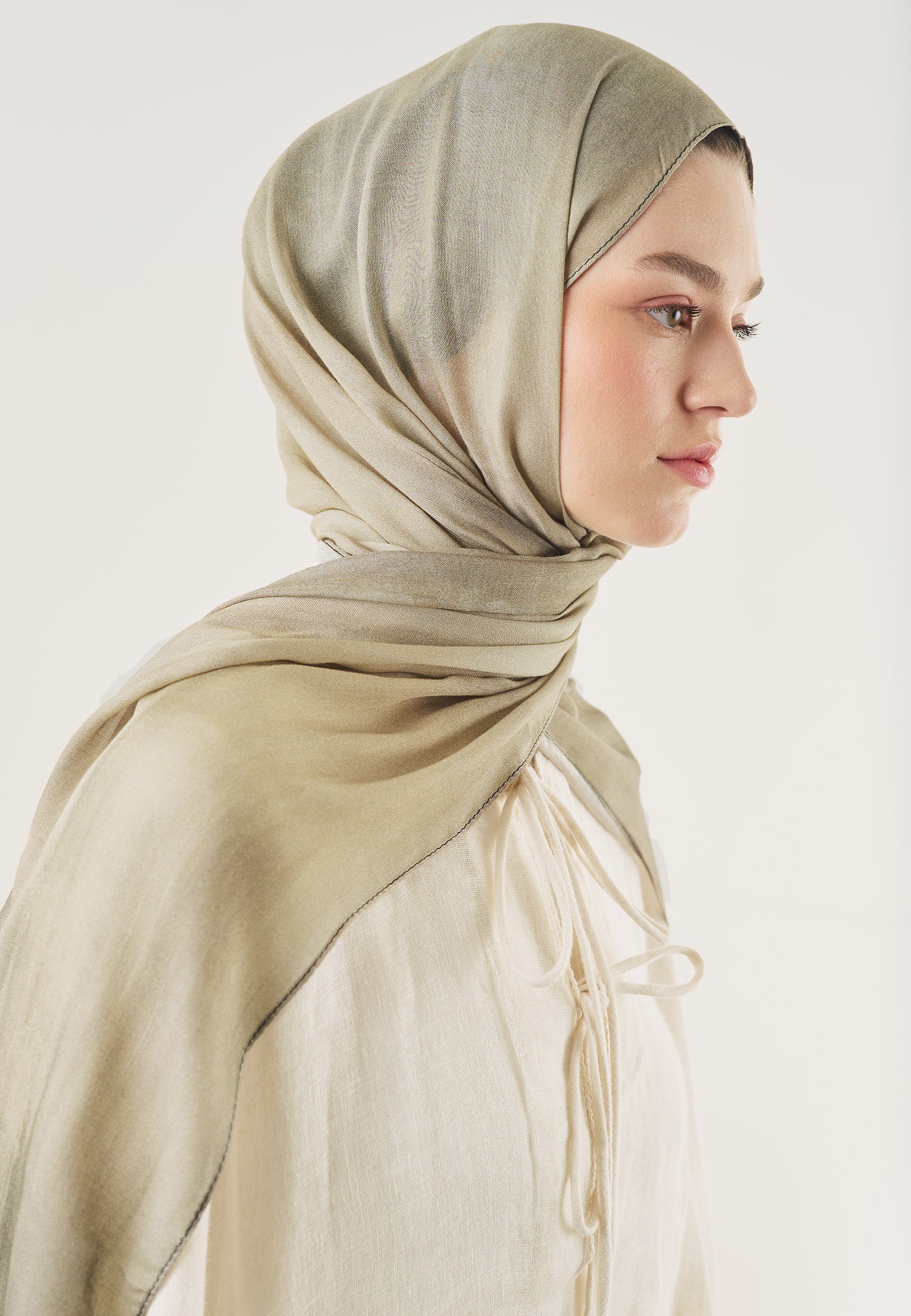 Natural Bej Sand Ripples Desen Soft Viskon Şal