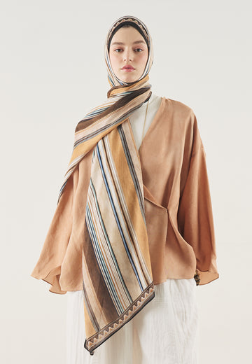 Acı Kahve Lıne Harmony Desen Soft Viskon Şal