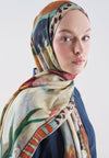 Playful Palette Desen Rami Viskon Şal Kiremit