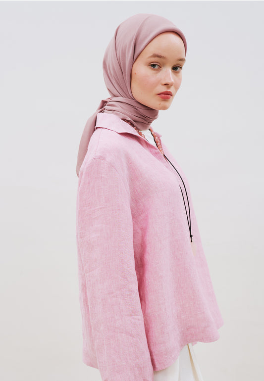 Pamuk Keten Eşarp Soft Pembe